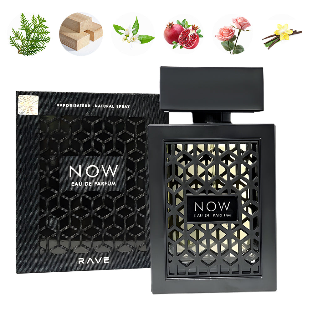 Lattafa Rave Now for Men Eau de Parfum Spray 3.4 Ounce - Vaporisateur Natural Spray in Black Packaging
