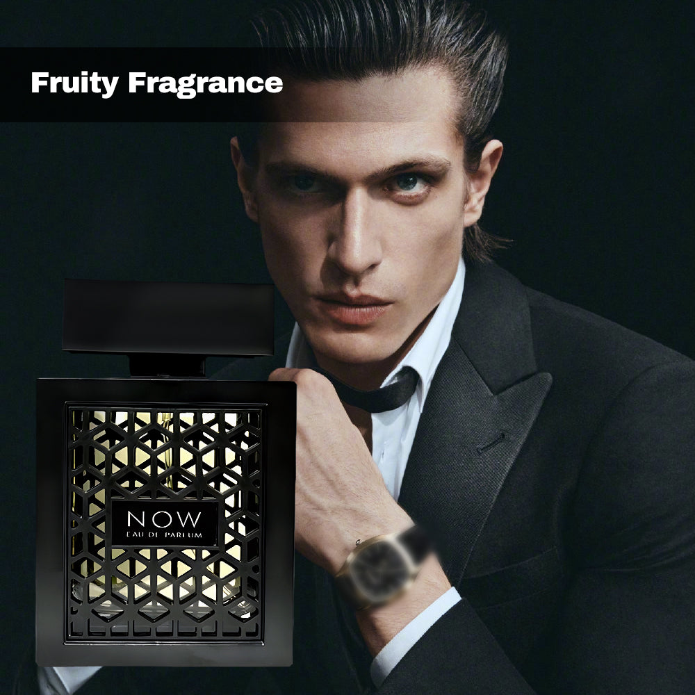 Lattafa Rave Now for Men Eau de Parfum Spray 3.4 Ounce - Vaporisateur Natural Spray in Black Packaging