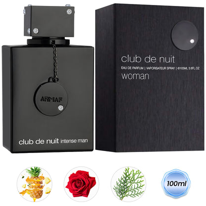 Armaf Club de Nuit Intense Men EDT 3.6 Fl Oz - Floral Fragrance with Bergamot, Jasmine, and Cologne, Single Item, Black, Scented Perfume