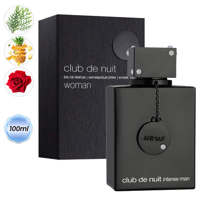 Armaf Club de Nuit Intense Men EDT 3.6 Fl Oz - Floral Fragrance with Bergamot, Jasmine, and Cologne, Single Item, Black, Scented Perfume