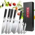 Juego de Cuchillos de Chef Japoneses de 7 Piezas MDHAND Acero Inoxidable Caja de Regalo