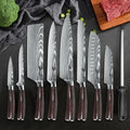 Cuchillos de acero alemán para cocinar en casa, 9 piezas, grabados con láser, estuche enrollable, regalos