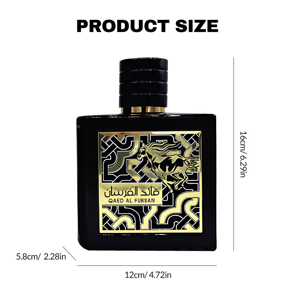 Lattafa Perfumes Qaed Al Fursan Perfume By Lattafa (Black Box ) 3.04 Oz - Fruity And Fresh Fragrance With A Sweet Woody Dry Down Aroma Floral