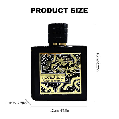 Lattafa Perfumes Qaed Al Fursan Perfume By Lattafa (Black Box ) 3.04 Oz - Fruity And Fresh Fragrance With A Sweet Woody Dry Down Aroma Floral