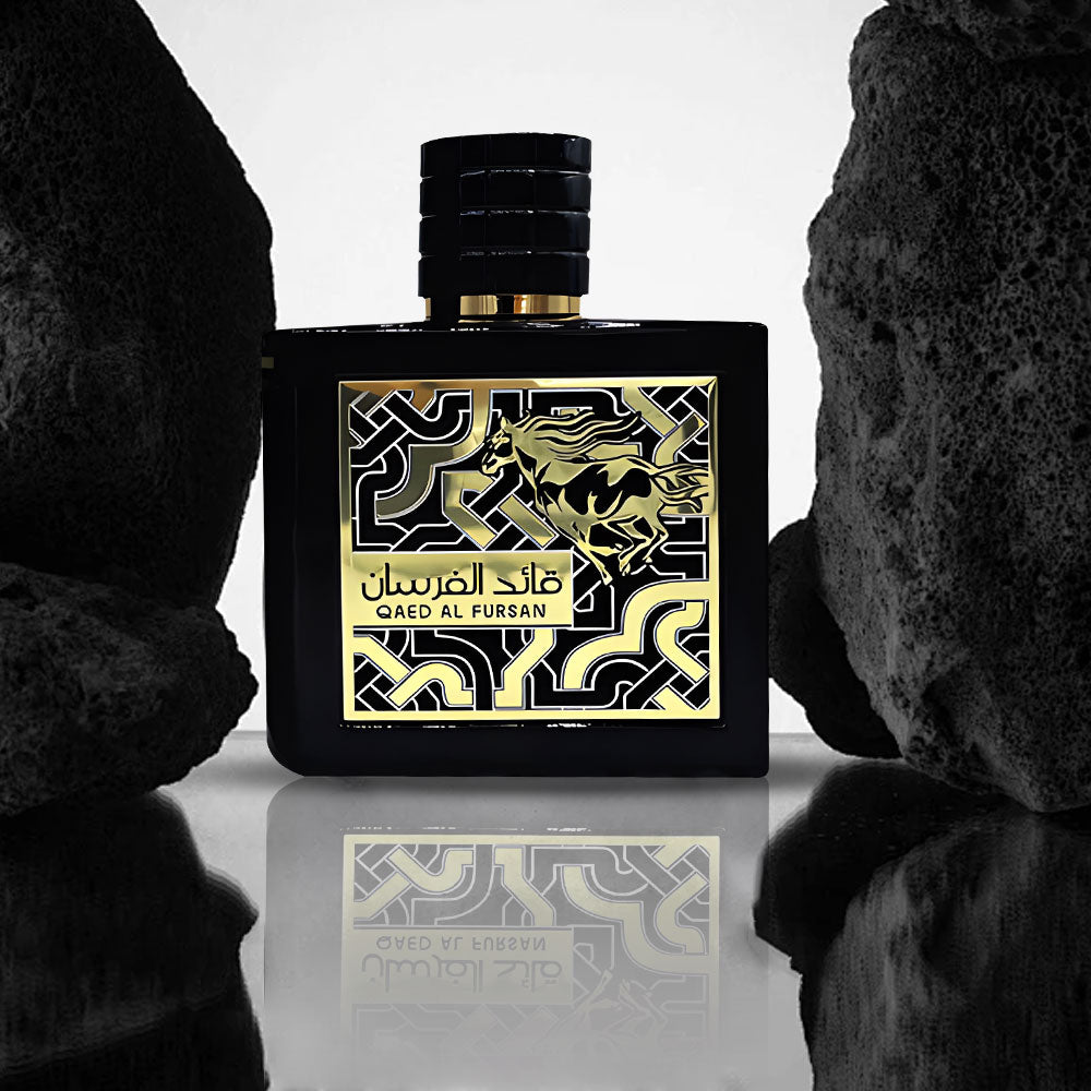Lattafa Perfumes Qaed Al Fursan Perfume By Lattafa (Black Box ) 3.04 Oz - Fruity And Fresh Fragrance With A Sweet Woody Dry Down Aroma Floral