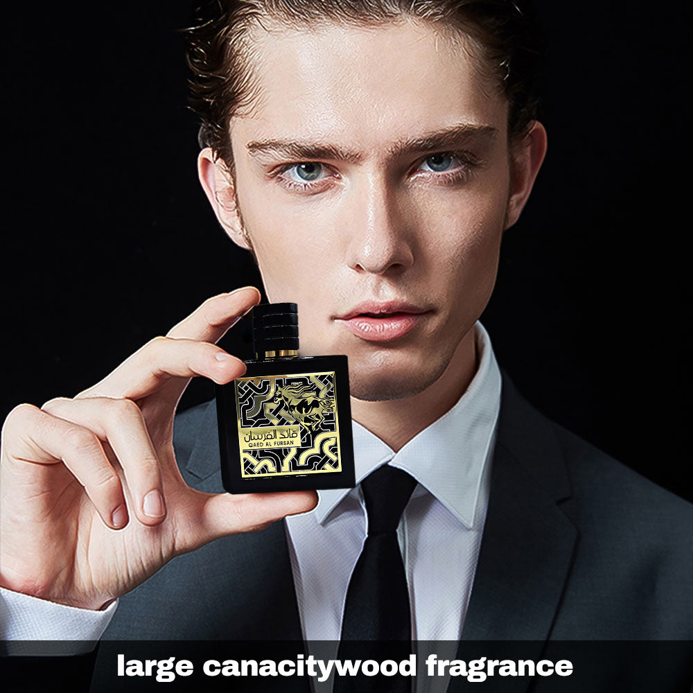 Lattafa Perfumes Qaed Al Fursan Perfume By Lattafa (Black Box ) 3.04 Oz - Fruity And Fresh Fragrance With A Sweet Woody Dry Down Aroma Floral